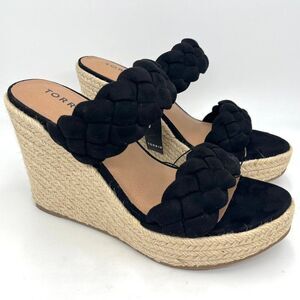 New Torrid Black & Tan Espadrille Platform Wedge - Size 8W